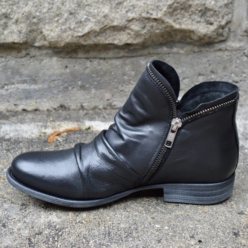 Elena™ - Botines urbanos de piel con cremallera 