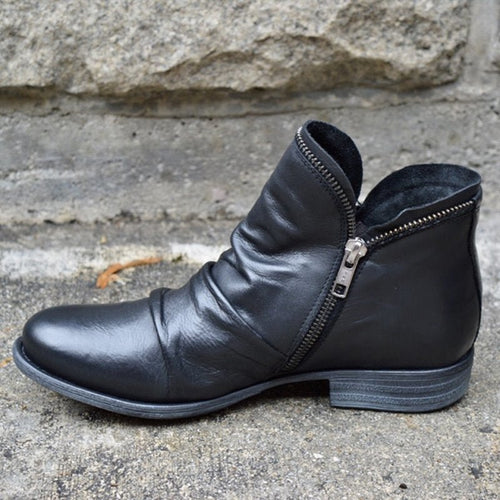 Elena™ - Botines urbanos de piel con cremallera 
