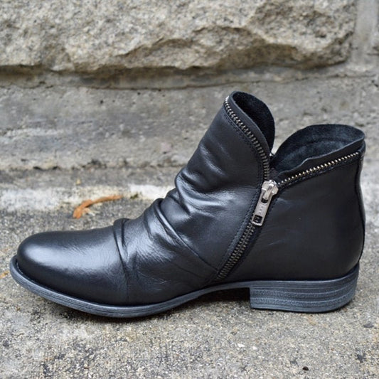 Elena™ - Botines urbanos de piel con cremallera 
