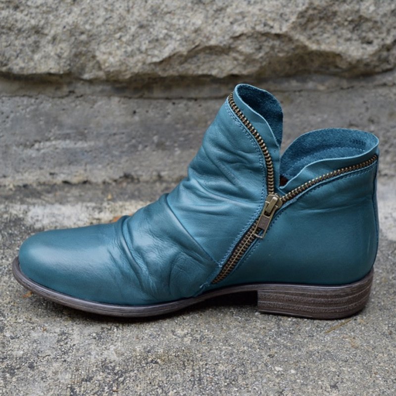 Elena™ - Botines urbanos de piel con cremallera 