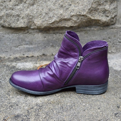 Elena™ - Botines urbanos de piel con cremallera 