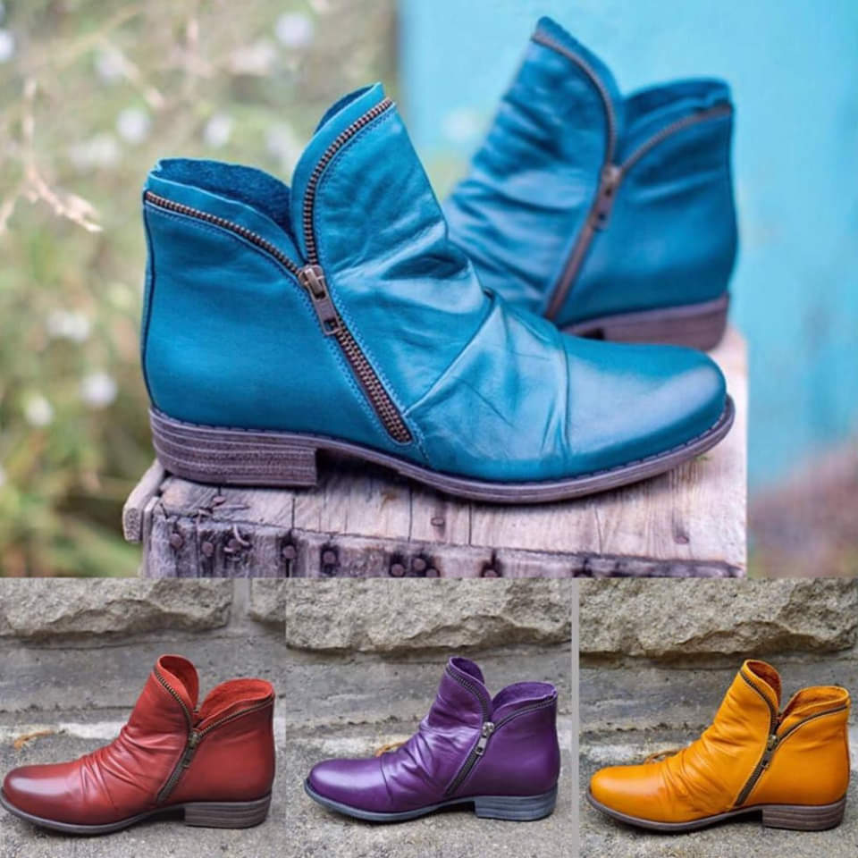 Elena™ - Botines urbanos de piel con cremallera 