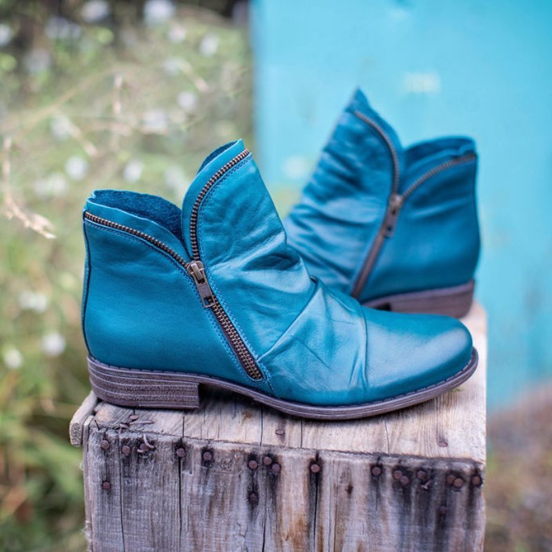 Elena™ - Botines urbanos de piel con cremallera 